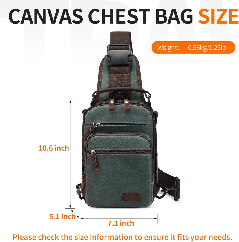 NerIion Nerlion Sling Bag for Men Waxed Canvas Crossbody Bag Chest Bag Water Resistant Shoulder Bag Casual Daypack - Image 3